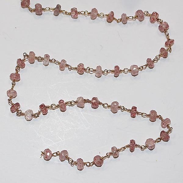 strawberry semi-precious gemstone beads black oxidized antique rosary chain for a necklace, earrings, anklet, and bracelet making.