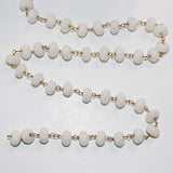 white jade semi-precious gemstone beads black oxidized antique rosary chain for a necklace, earrings, anklet, and bracelet making.