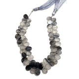 Black Rutile/Termilated Quartz Flat Pear Bead Strand