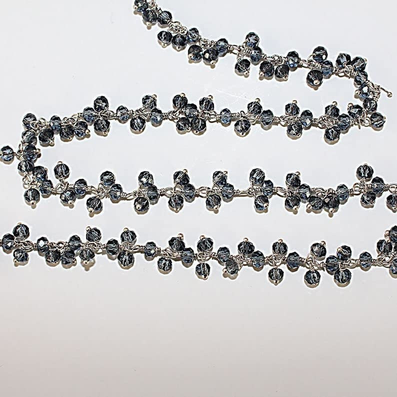 london blue topaz quartz gemstone bead chain silver, women jewelry making necklaces, earrings, and bracelets bead chain.