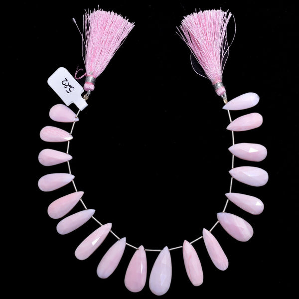 Pink Opal Faceted Pear 4 inch Bead Strand 7X9-7X11.5mm & 16 Cts Natural Semi Precious Gemstone Birthstone Women Jewelry Making Necklace DIY