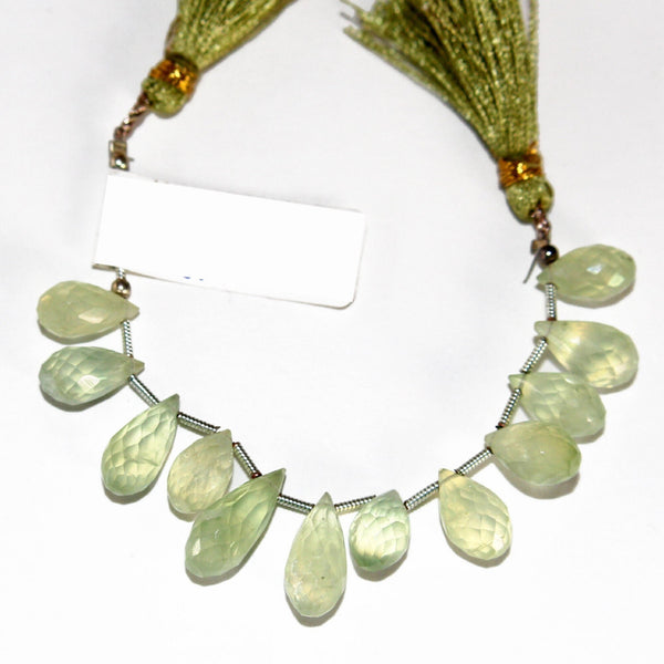 Prehnite Jewelry Gemstone Necklace Beads- Pear/Teardrop Faceted Handmade Natural Prehnite is Perfect For DIY Jewelry Making Earrings