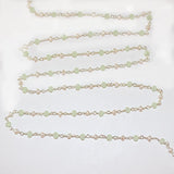 Green Chalcedony and freshwater pearl gemstone faceted rondelle bead 3mm rosary chain silver, women jewelry making necklaces, earrings, anklets, and bracelets.