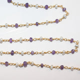 Amethyst & Freshwater Pearl Rosary Chain Jewelry