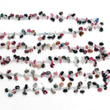multi tourmaline natural semi-precious gemstone beads silver rosary chain for a necklace, earrings, anklet, and bracelet making.