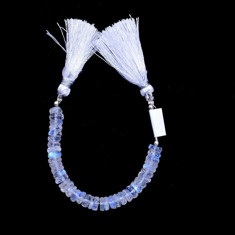 Rainbow Moonstone Faceted Rondelle 4 inch Bead Strand 5mm & 22 Cts Natural Semi Precious Gemstone Birthstone Women Jewelry Making Crafts DIY