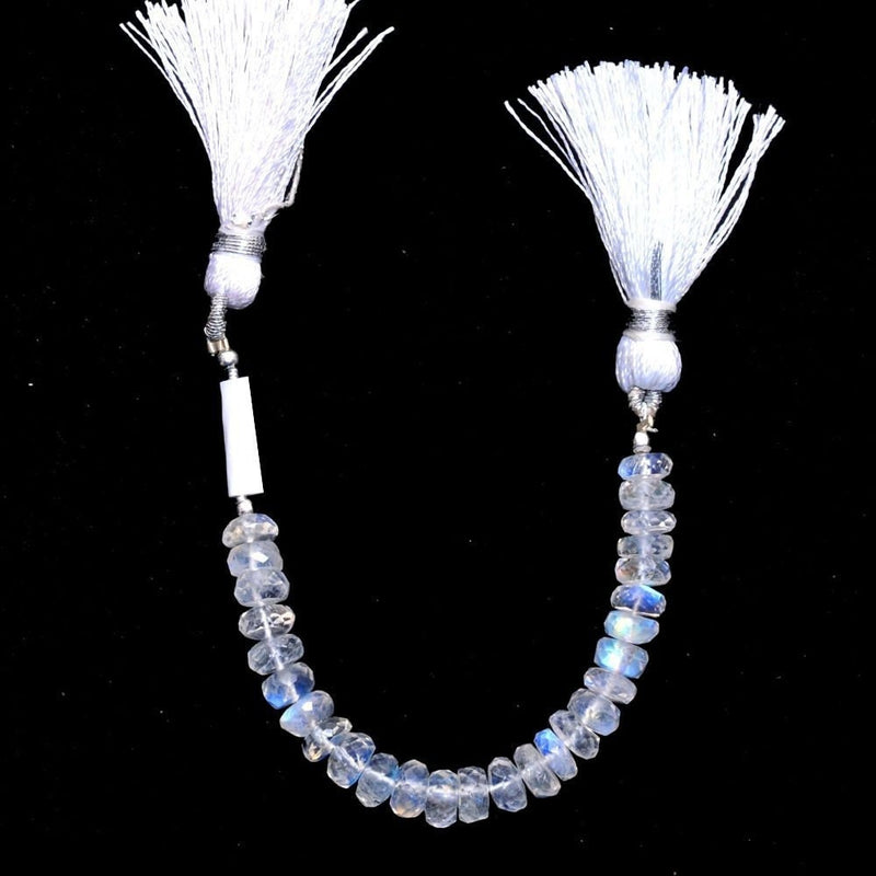 Rainbow Moonstone Faceted Rondelle 4 inch Bead Strand 4-4.5mm & 18 Cts Natural Semi Precious Gemstone Birthstone Women Jewelry Making Crafts