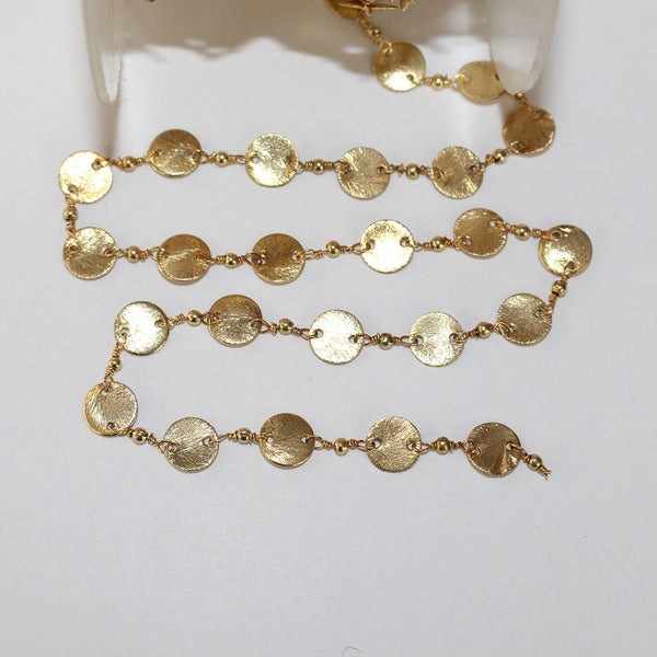 coin over coin semi-precious gemstone beads 24k gold plated over silver rosary chain for a necklace, earrings, anklet, and bracelet making.