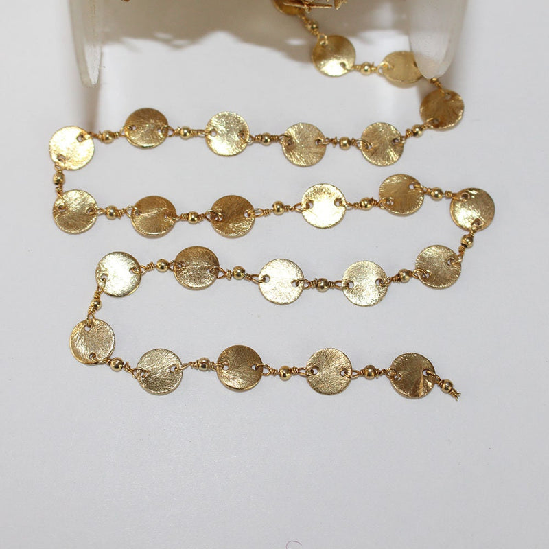 coin over coin semi-precious gemstone beads 24k gold plated over silver rosary chain for a necklace, earrings, anklet, and bracelet making.