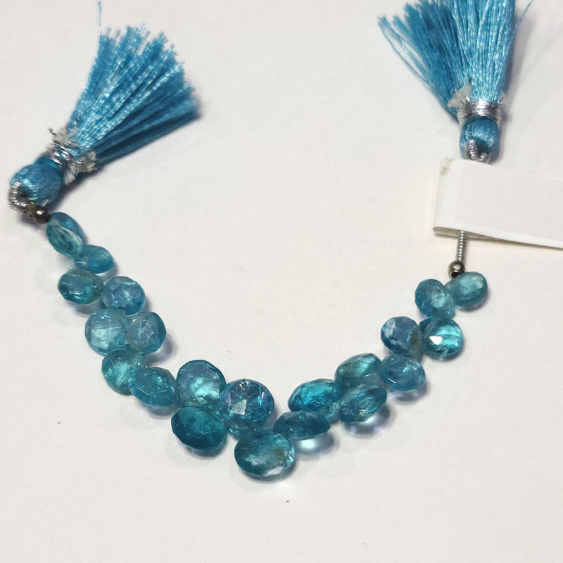 Sky Apatite Heart Bead Strand, Faceted Gemstone, 4 inch