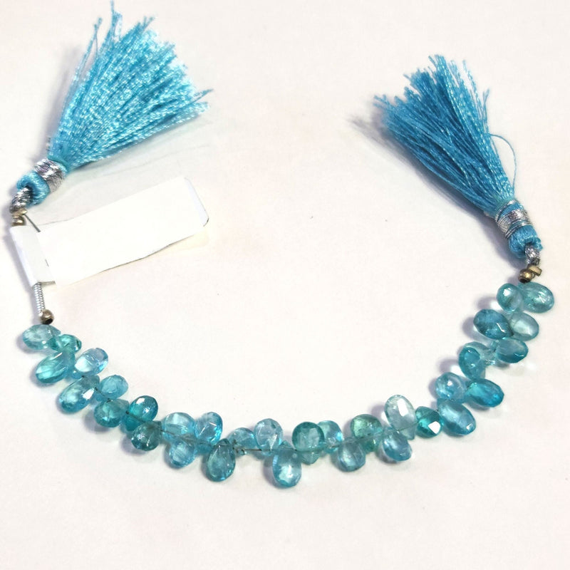 Sky Apatite Faceted Pear 4 inch Bead Strand 4.5X5.5-6.5X12mm & 21 Cts Natural Semi Precious Gemstone Birthstone Women Jewelry Making Crafts
