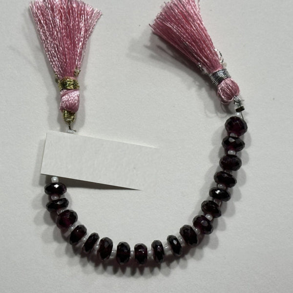 Garnet natural semi-precious gemstone bead strands, rondelle-shaped 4-inch long bead strand, faceted bead size 6mm handmade gemstone bead strand 34 Carat, women jewelry making necklaces, earrings, and bracelets bead strands.