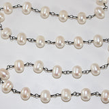 freshwater pearl semi-precious gemstone beads black oxidized antique rosary chain for a necklace, earrings, anklet, and bracelet making.