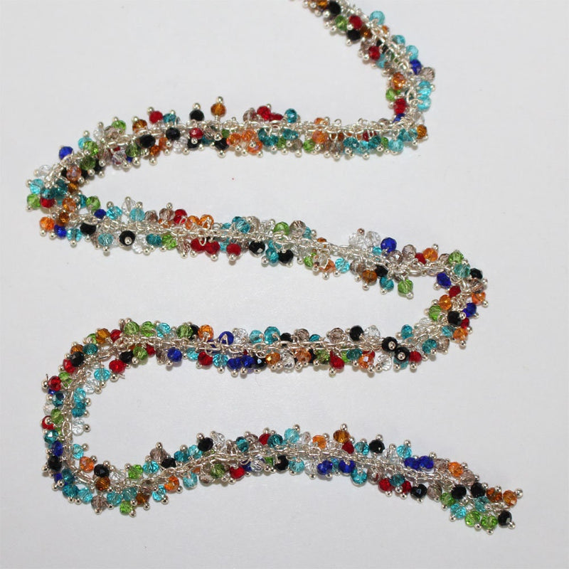multi color semi-precious gemstone beads 24k gold plated over silver rosary chain for a necklace, earrings, anklet, and bracelet making.