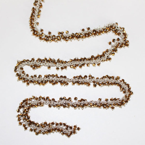 pyrite yellow semi-precious gemstone beads 24k gold plated over silver rosary chain for a necklace, earrings, anklet, and bracelet making.