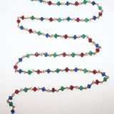 ruby emerald blue sapphire semi-precious gemstone beads 24k gold plated over silver rosary chain for a necklace, earrings, anklet, and bracelet making.