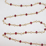 ruby jade & freshwater pearl semi-precious gemstone beads 24k gold plated over silver rosary chain for a necklace, earrings, anklet, and bracelet making.