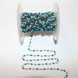 turquoise & lapis lazuli semi-precious gemstone beads 24k gold plated over silver rosary chain for a necklace, earrings, anklet, and bracelet making.