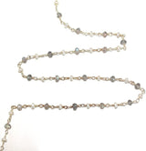 labradorite & Freshwater Pearl semi-precious gemstone beads 24k gold plated over silver rosary chain for a necklace, earrings, anklet, and bracelet making.