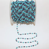 turquoise & lapis lazuli semi-precious gemstone beads 24k gold plated over silver rosary chain for a necklace, earrings, anklet, and bracelet making.