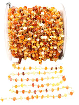 mexican fire opal semi-precious gemstone beads black oxidized antique rosary chain for a necklace, earrings, anklet, and bracelet making.