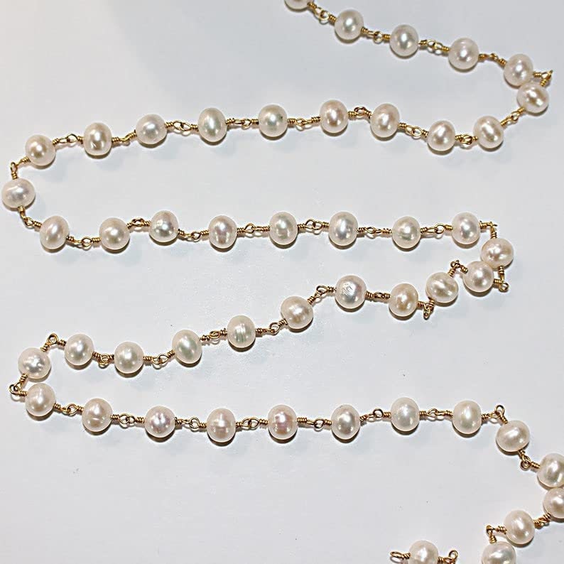 freshwater pearl semi-precious gemstone beads black oxidized antique rosary chain for a necklace, earrings, anklet, and bracelet making.