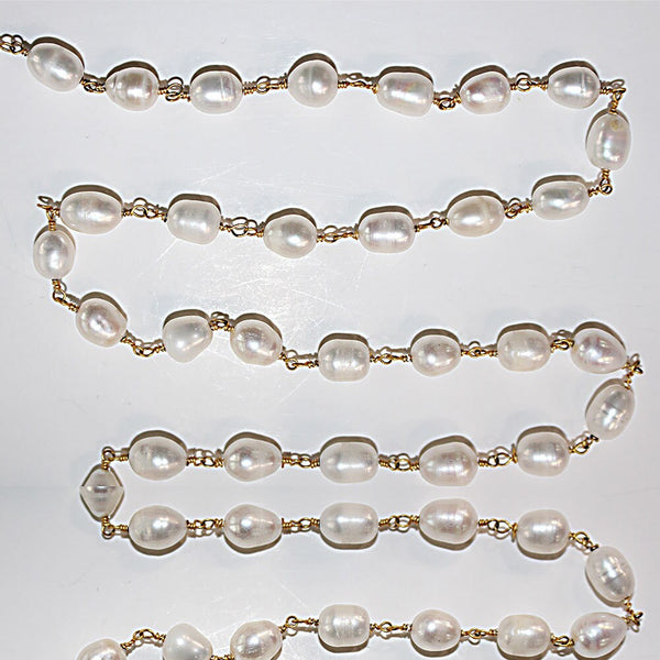 freshwater pearl semi-precious gemstone beads black oxidized antique rosary chain for a necklace, earrings, anklet, and bracelet making.