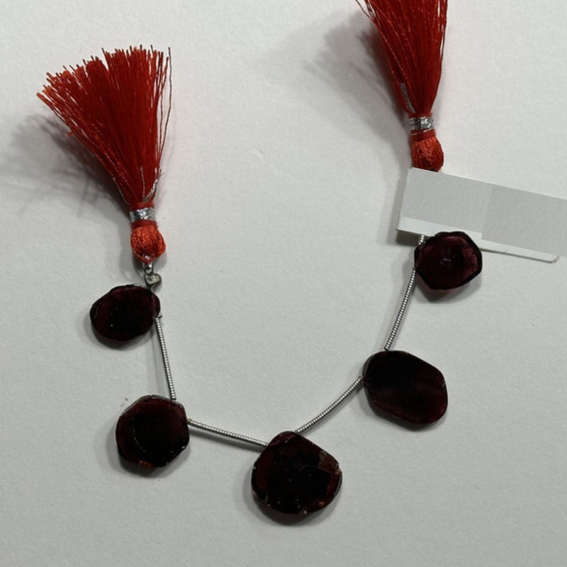Garnet Smooth Slice 4 inch Bead Strand 12X13-15.5X16mm & 45 Cts Natural Semi Precious Gemstone Birthstone Women Jewelry Making Crafts