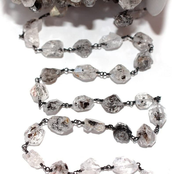 herkimer straight drill gemstone bead chain 24k gold plated over silver, women jewelry making necklaces, earrings, and bracelets bead chain.