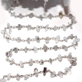 herkimer side drill semi-precious gemstone beads 24k gold plated over silver rosary chain for a necklace, earrings, anklet, and bracelet making.