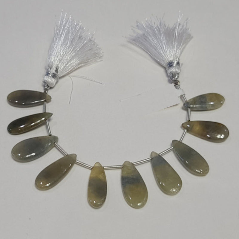 Gray Sapphire Smooth Pear 4 inch Bead Strand 5X10-6X16mm & 40 Cts Natural Semi Precious Gemstone Birthstone Women Jewelry Making Necklace