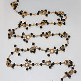 black spinel gemstone bead chain 24k gold plated over silver, women jewelry making necklaces, earrings, and bracelets bead chain.