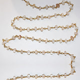 gold rutile semi-precious gemstone beads 24k gold plated over silver rosary chain for a necklace, earrings, anklet, and bracelet making.