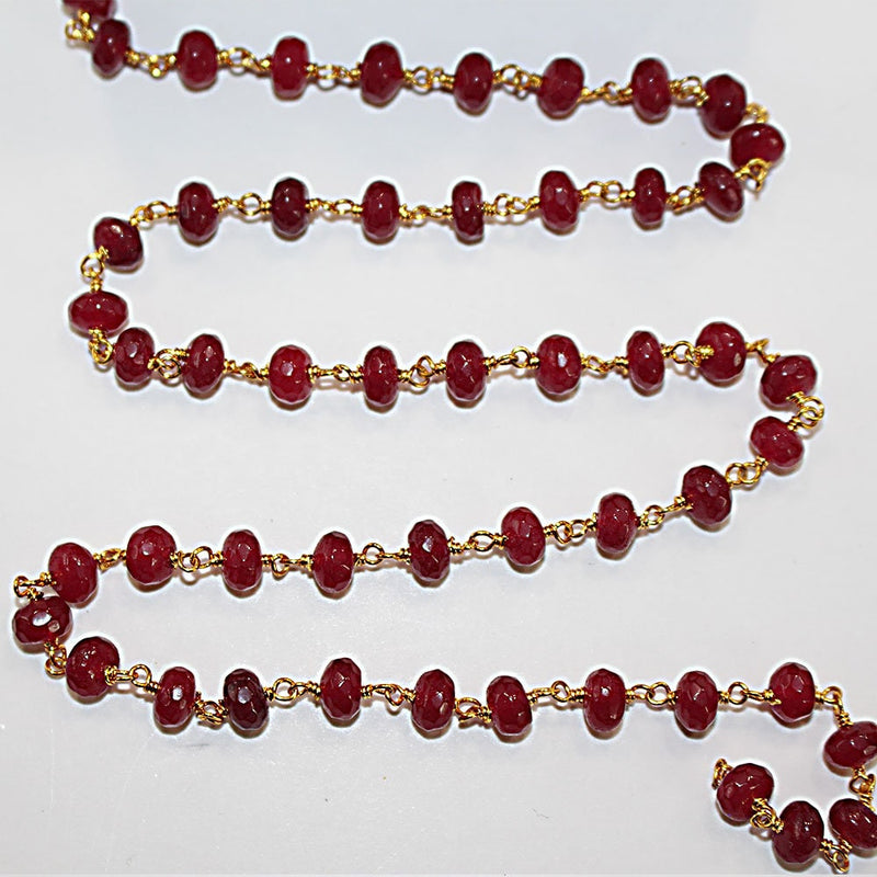 ruby jade semi-precious gemstone beads black oxidized antique rosary chain for a necklace, earrings, anklet, and bracelet making.