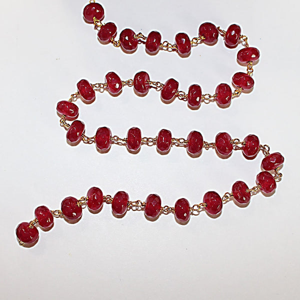 ruby jade semi-precious gemstone beads black oxidized antique rosary chain for a necklace, earrings, anklet, and bracelet making.