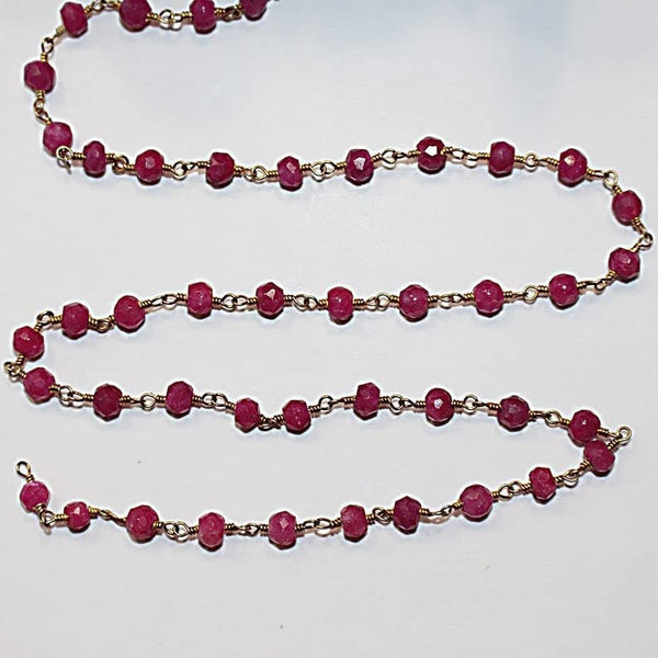 ruby semi-precious gemstone beads black oxidized antique rosary chain for a necklace, earrings, anklet, and bracelet making.