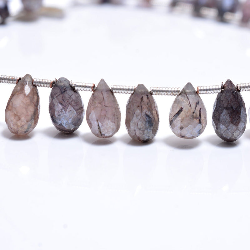 Lavender Agate Faceted Pear 4 inch Bead Strand 7.5X13-6.5X16mm & 26 Cts Natural Semi Precious Gemstone Birthstone Women Jewelry Making DIY