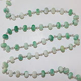 green aventurine natural semi-precious gemstone beads silver rosary chain for a necklace, earrings, anklet, and bracelet making.