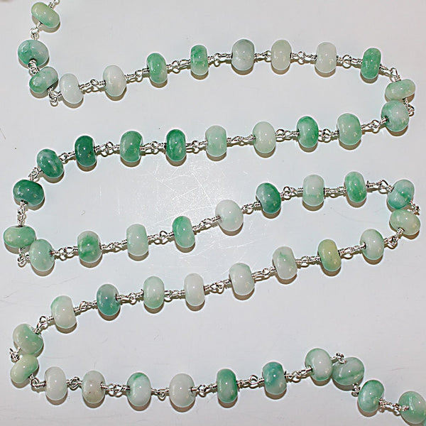 green aventurine natural semi-precious gemstone beads silver rosary chain for a necklace, earrings, anklet, and bracelet making.