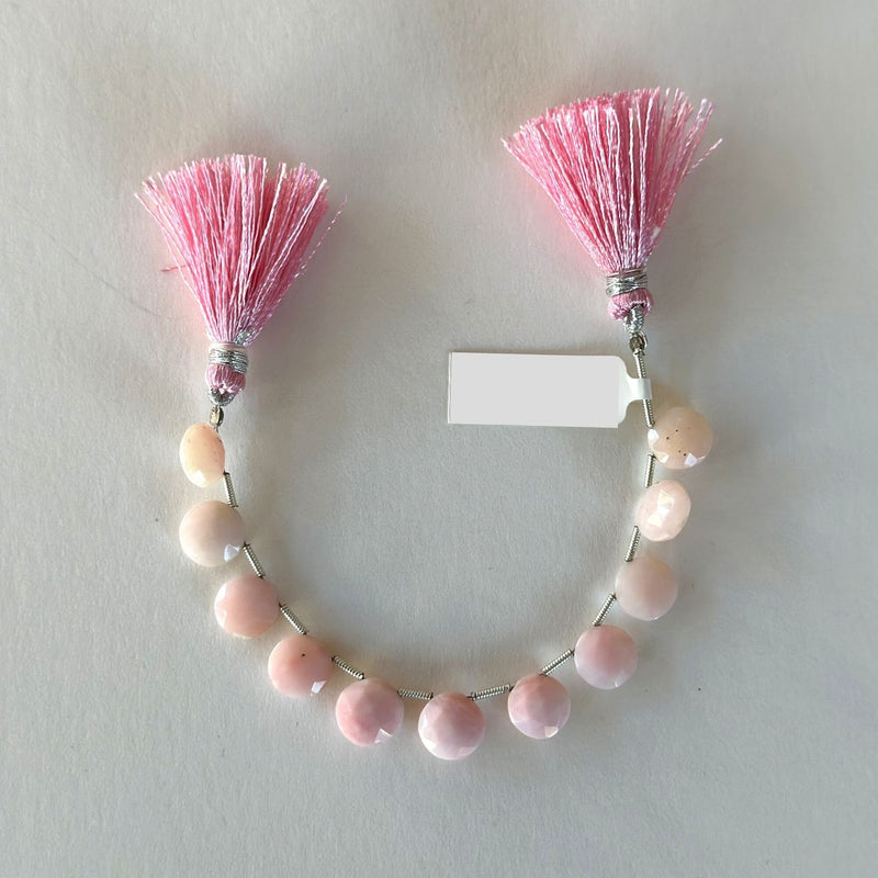Pink Opal Faceted Coin 4 inch Bead Strand 8X8.5mm & 25 Cts Natural Semi Precious Gemstone Birthstone Women Jewelry Making Necklace Chakra