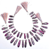 Pink Ruby Zoisite Faceted Pear 4 inch Bead Strand 9X26-8.5X31mm & 68 Cts Natural Semi Precious Gemstone Birthstone Women Jewelry Making DIY