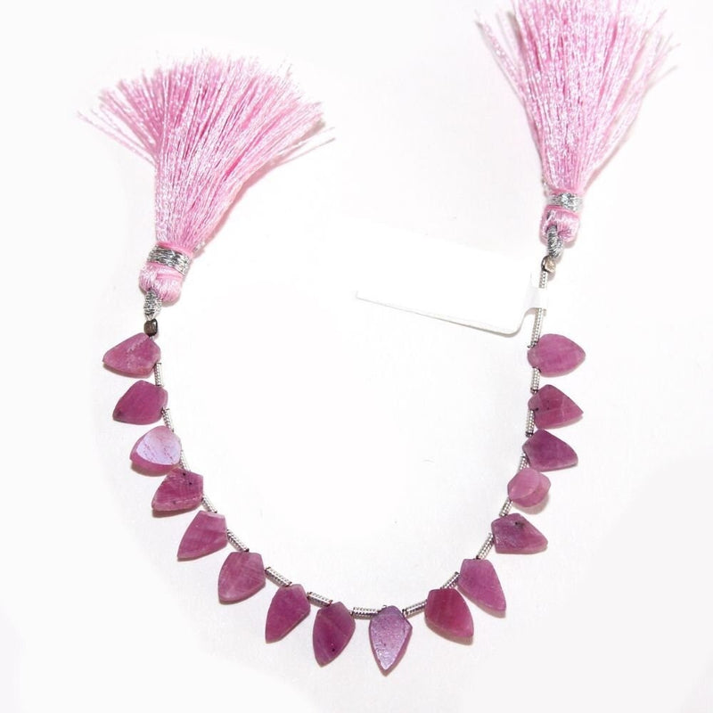 Pink Sapphire Smooth Arrow Head 4 inch Bead Strand 5X7.5-5X8mm & 28 Cts Natural Semi Precious Gemstone Birthstone Women Jewelry Making DIY