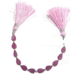 Pink Sapphire Smooth Flat Pear 4 inch Bead Strand 5X7-5X8mm & 24 Cts Natural Semi Precious Gemstone Birthstone Women Jewelry Making Crafts