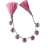 AAA Pink Topaz Heart Beads | Faceted Gemstone Strand, 4 Inch