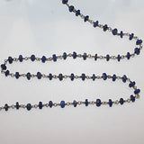 lapis lazuli natural semi-precious gemstone beads silver rosary chain for a necklace, earrings, anklet, and bracelet making.