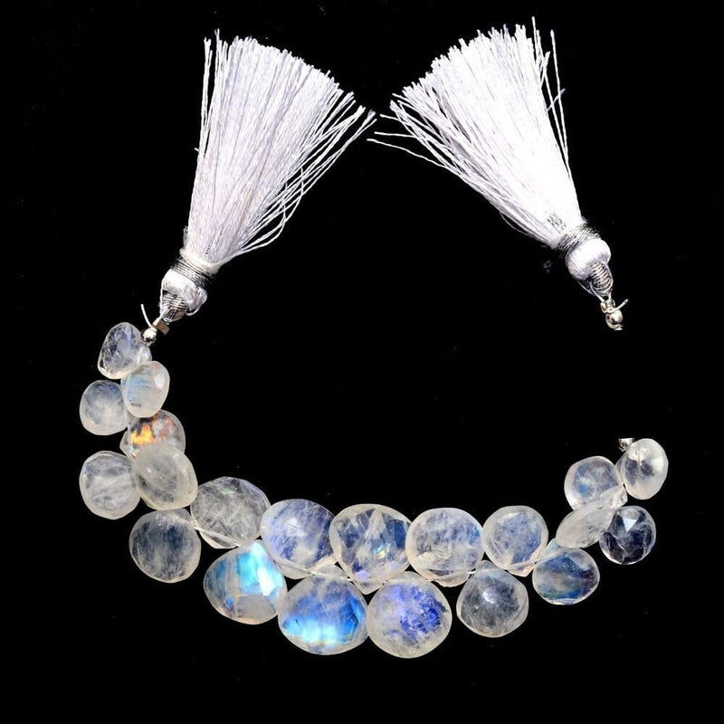 Rainbow Moonstone Heart Bead Strand, Faceted Gemstone for DIY Jewelry
