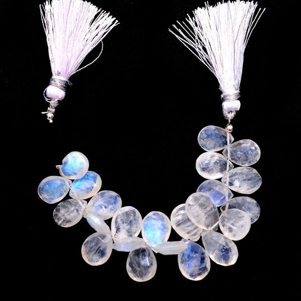 Rainbow Moonstone Faceted Pear 4 inch Bead Strand 5X8.5-6.5X12mm & 20 Cts Natural Semi Precious Gemstone Birthstone Women Jewelry Making DIY