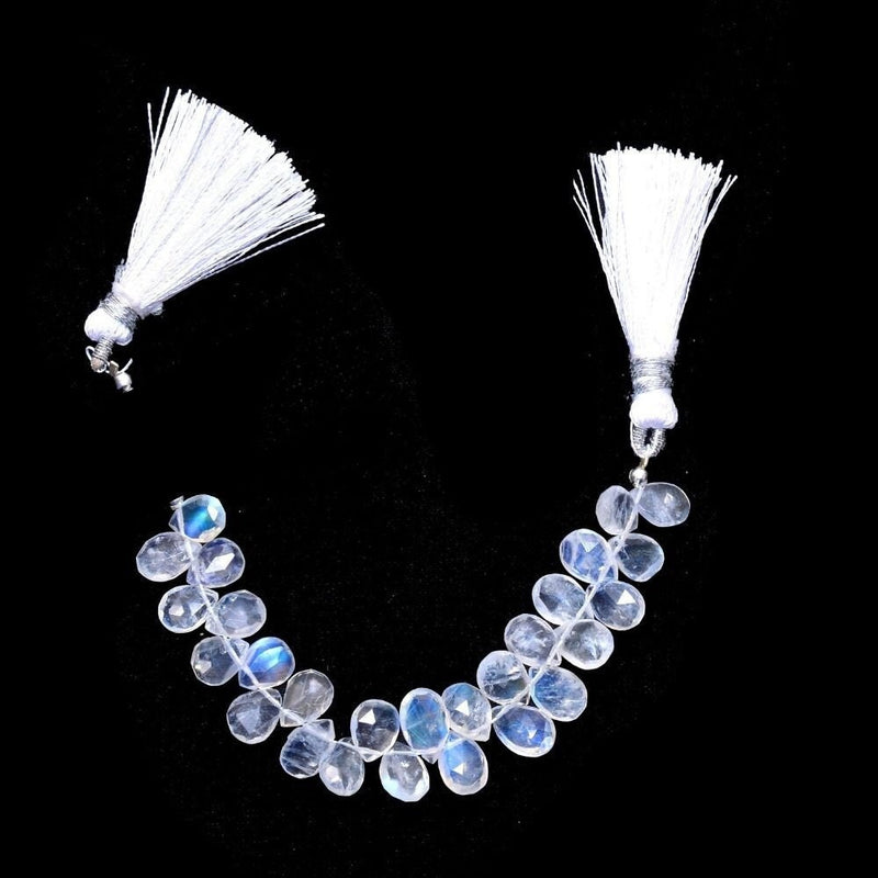 Rainbow Moonstone Faceted Pear 4 inch Bead Strand 4.5X6.5-4.5X7.5mm & 12 Cts Natural Semi Precious Gemstone Birthstone Women Jewelry Making