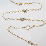 clear quartz bezel semi-precious gemstone beads 24k gold plated over silver rosary chain for a necklace, earrings, anklet, and bracelet making.