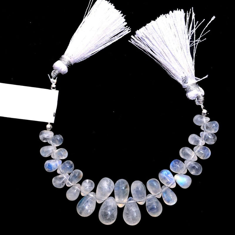 Rainbow Moonstone Teardrop Beads | AAA Grade Gemstone, 4 Inch Strand